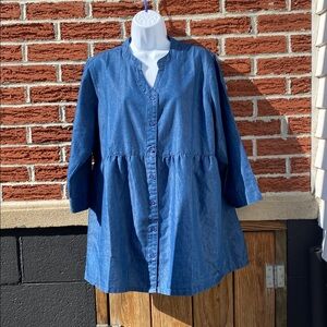 American Sweetheart Denim Dress Shirt Size Large